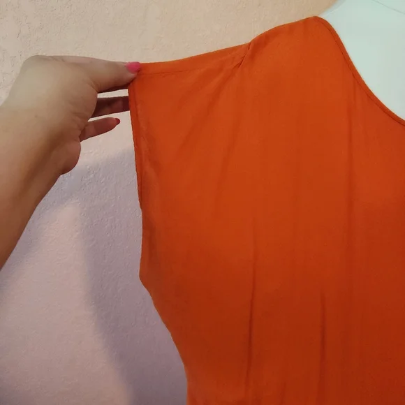 Ava & Viv Bright Orange Lightweight Flowy Dolman Peplum Top Blouse - Picture 2 of 6